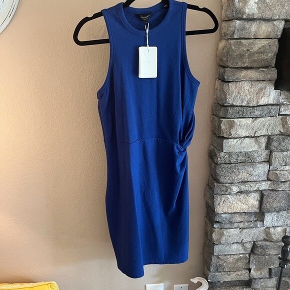 Ted Baker knot front royal blue jersey dress. Ted size 2 which is US size 6. - Picture 3 of 11